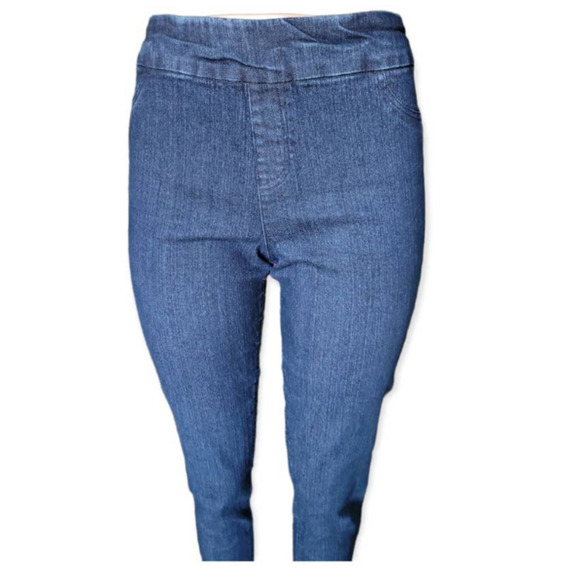 SOFT Surroundings Super Stretch Pull On Ankle‎ Pants Dark Wash Blue 2AC10 Medium - Picture 4 of 13